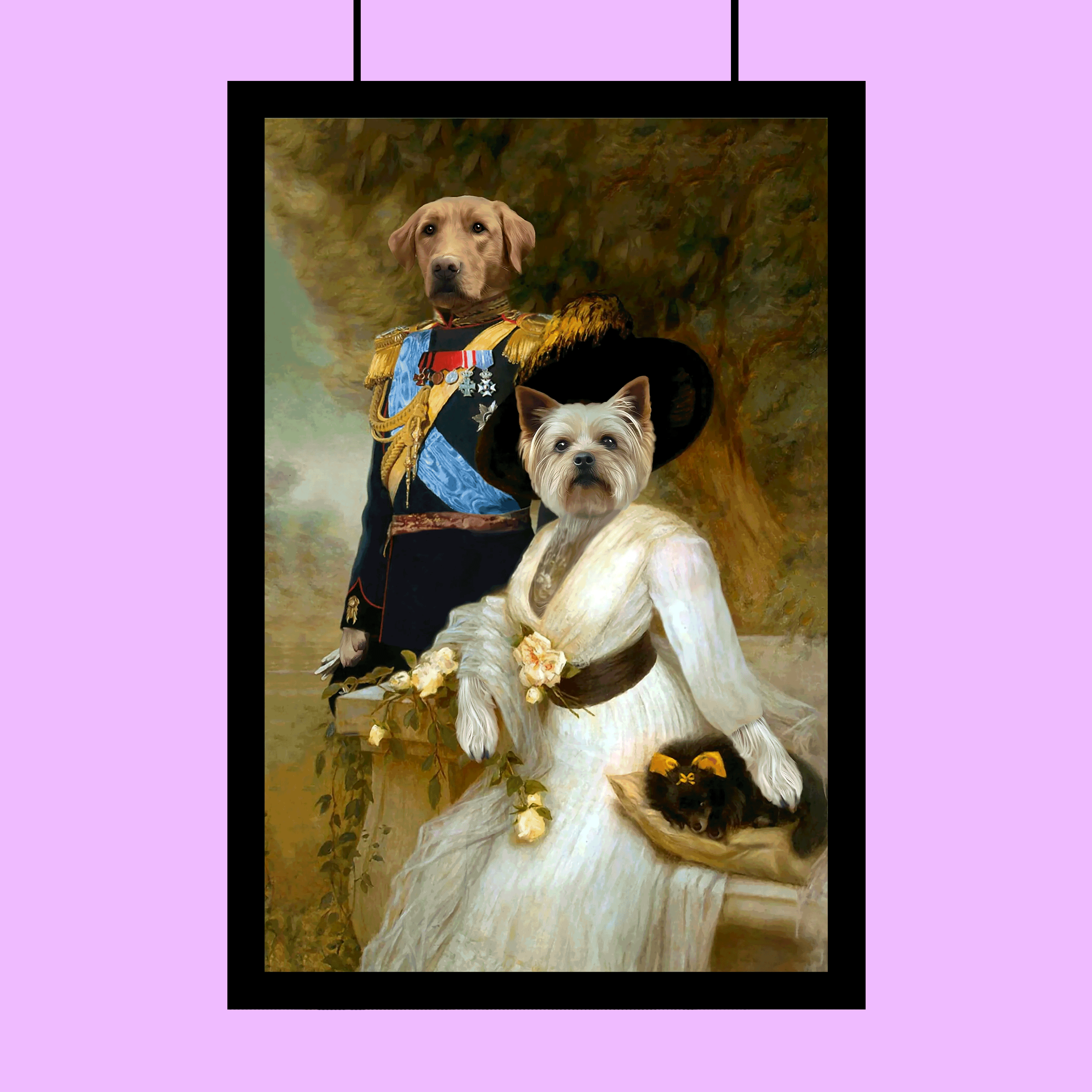 Royal Couple Custom Pet Portrait - Elegant Renaissance Style Canvas